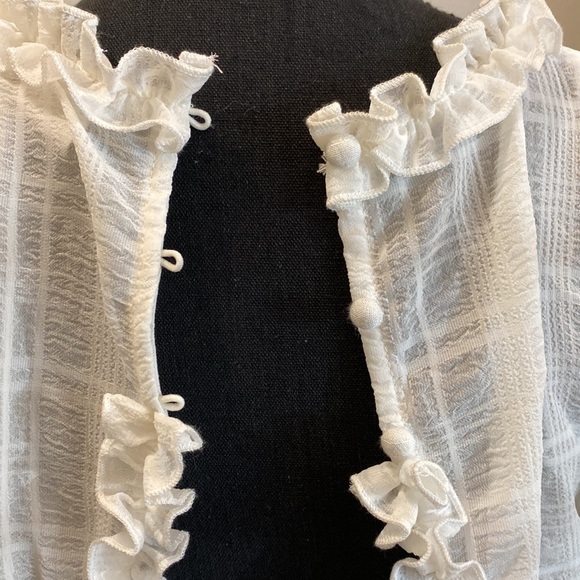 Selfie Leslie ruffle v neck white cut out long sleeve dress - Picture 13 of 14